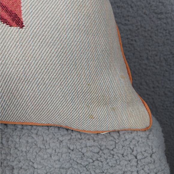 Iosis Paris Decorative Pillow Large Floral Print Beige and Orange - Picture 4 of 4